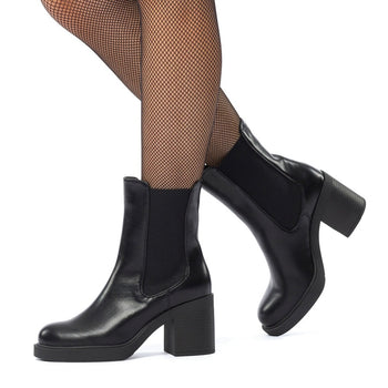 Stivaletti con elastici neri da donna con tacco 8 cm Swish Jeans, Donna, SKU w033000628, Immagine 0